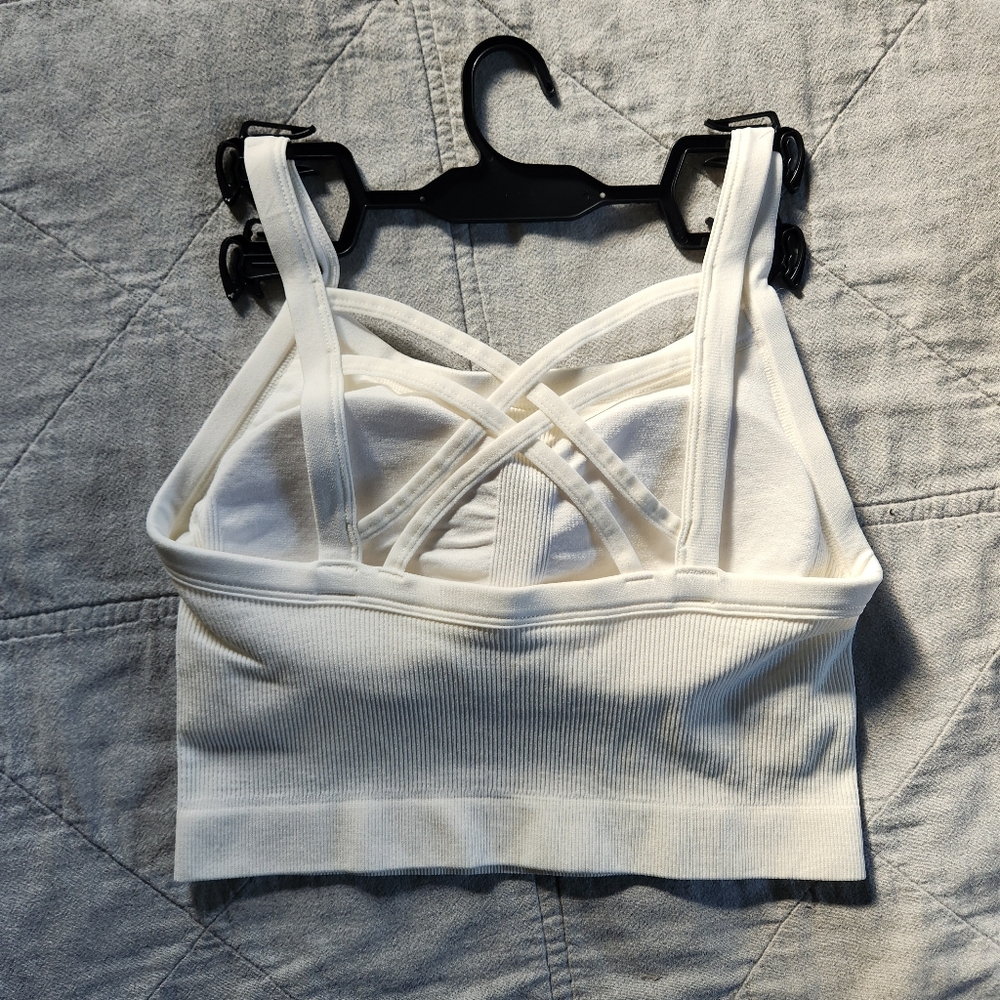 Jockey Bra Crop Top Crossback White NWT athleisure ribbed - Picture 11 of 13